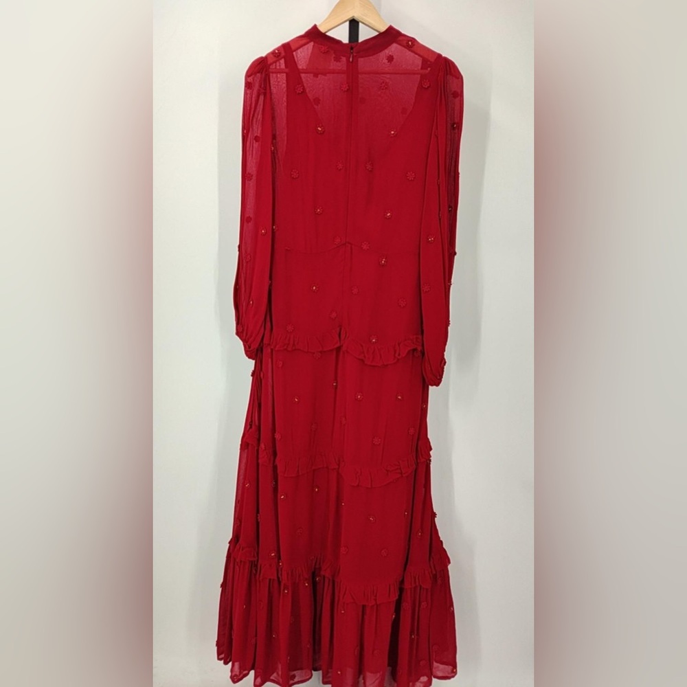 Farm Rio Red Ruffle Long Sleeve Maxi Dress - Picture 7 of 7